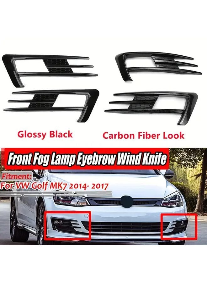 غطاء زينة مصباح الضباب الأسود اللامع لفولكس فاجن جولف 7 موديل MK7 GTI 2014-2017، زوج غطاء شبكة المصد الأمامي - Image 1